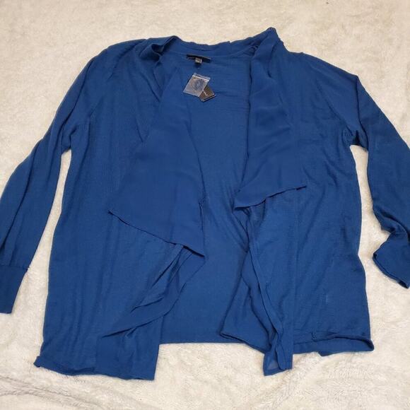 NWT Lane Bryant Jewel Tone Blue Sheer Long Open Front Cardigan Women 22 24‎ - Picture 1 of 5